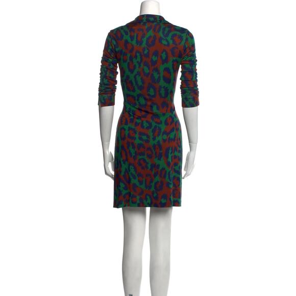 DIANE VON FURSTENBERG Savannah Leopard-Print Wrap Dress Silk Size US 2 Women's - Picture 7 of 8